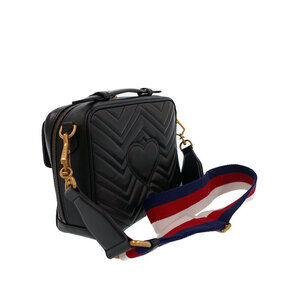 Gucci Leather Chevron Handle GG Black Top Bag Camera Quilted Marmont